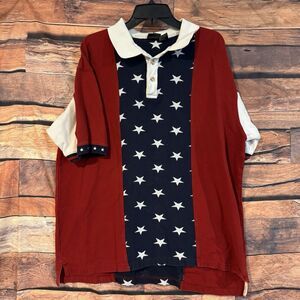 Bass Pro Shops RedHead Mens XL American Flag Polo Shirt Red White Blue Patriotic